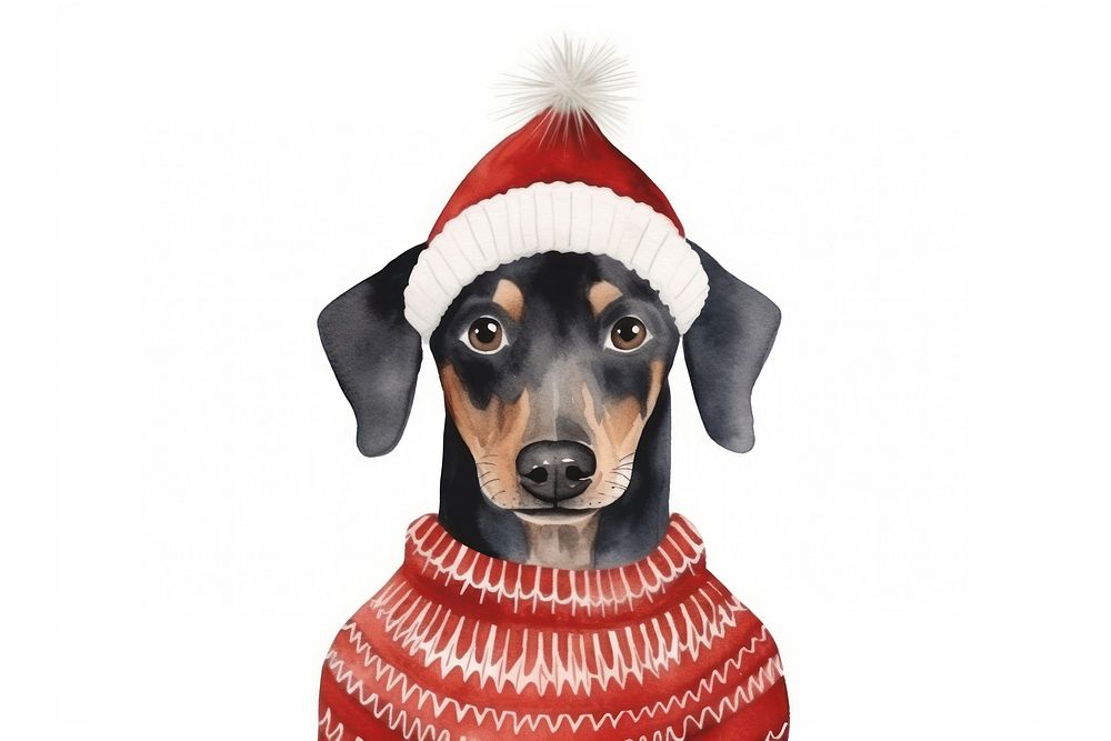 Doberman dog christmas sweater mammal. AI generated Image by rawpixel.