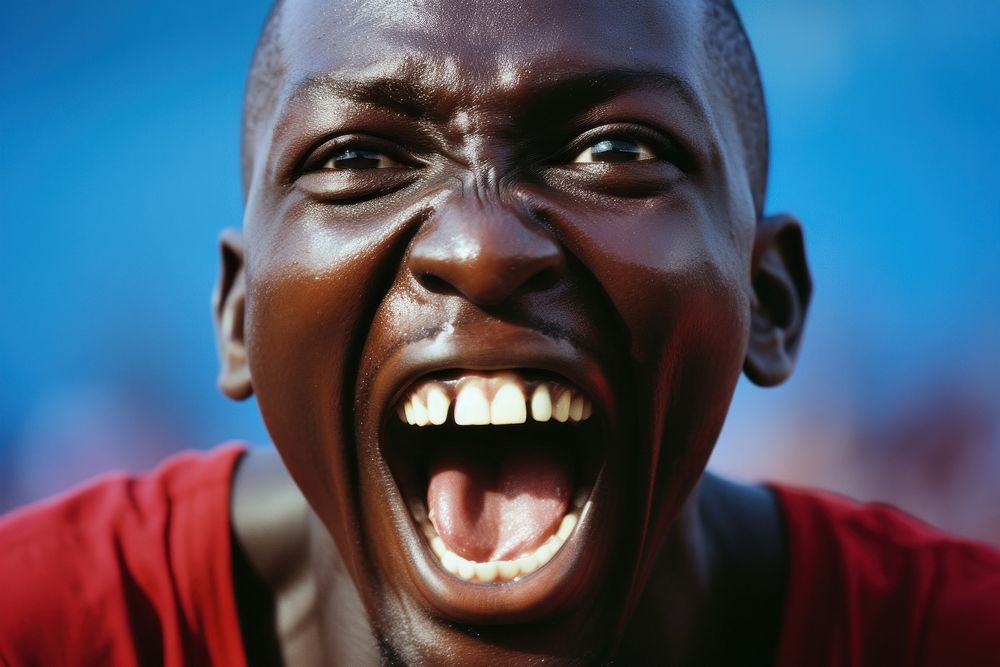 African american shouting laughing red. AI generated Image by rawpixel.