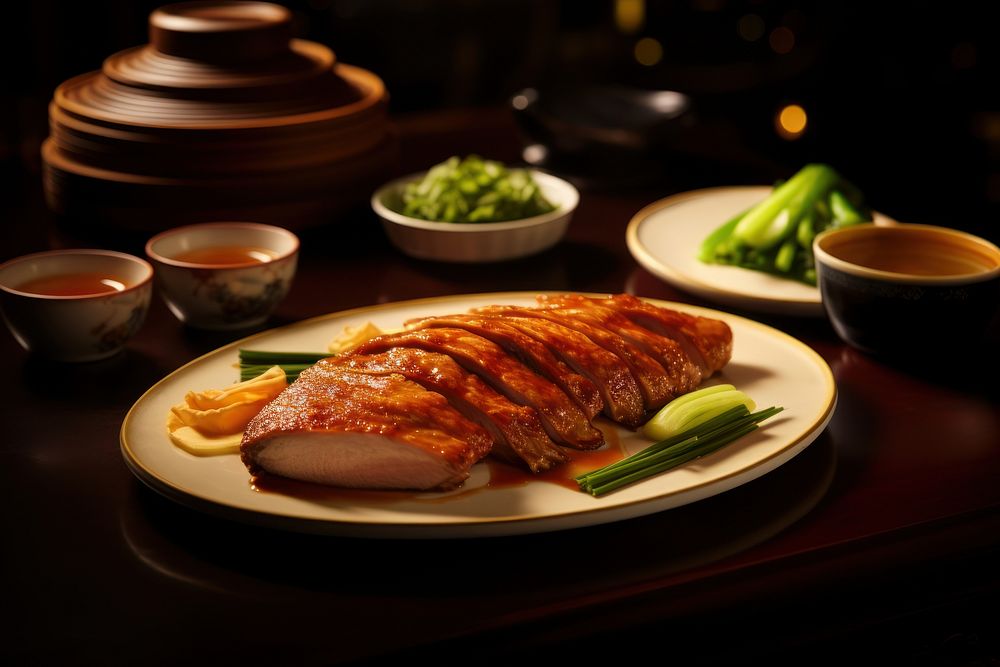 Peking duck food restaurant plate. AI generated Image by rawpixel.