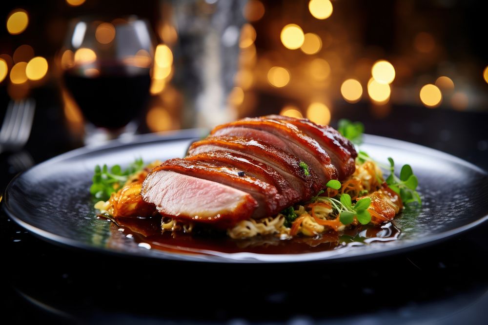 Smoked duck food restaurant plate. AI generated Image by rawpixel.