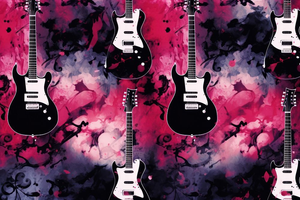 Goth guitar backgrounds pattern performance. AI generated Image by rawpixel.