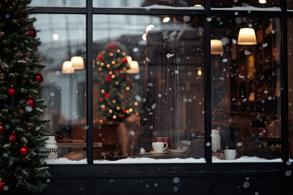 Christmas window winter glass. AI generated Image by rawpixel.
