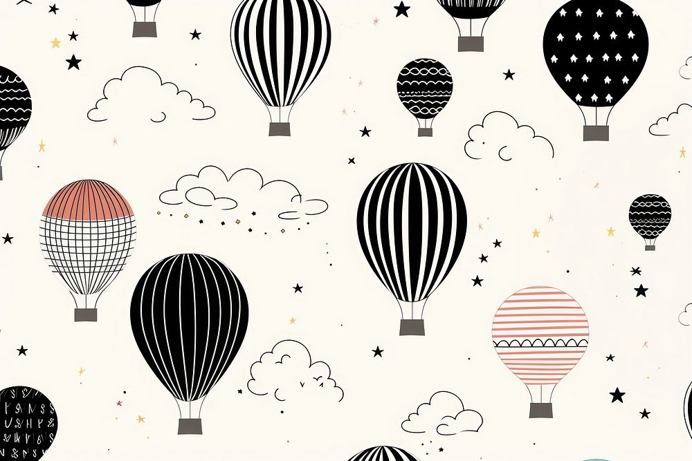New year balloon backgrounds aircraft pattern. AI generated Image by rawpixel.