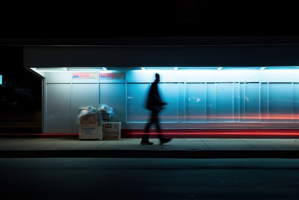 Midnight Los angeles lighting walking motion. AI generated Image by rawpixel.