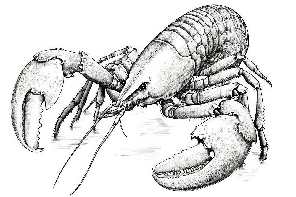 Lobster sketch seafood drawing. 