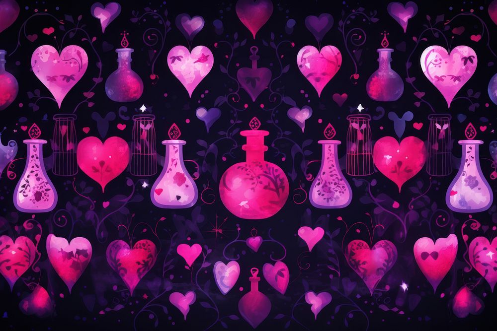 Love potion backgrounds pattern purple. AI generated Image by rawpixel.