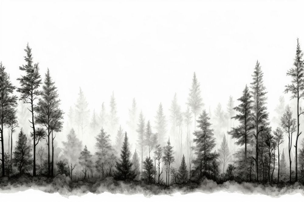 Minimal forest in mist outdoors woodland nature. AI generated Image by rawpixel.
