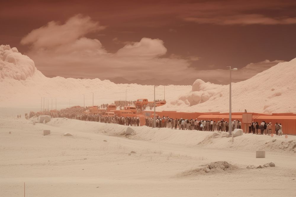 Migrants outdoors nature winter. AI generated Image by rawpixel.
