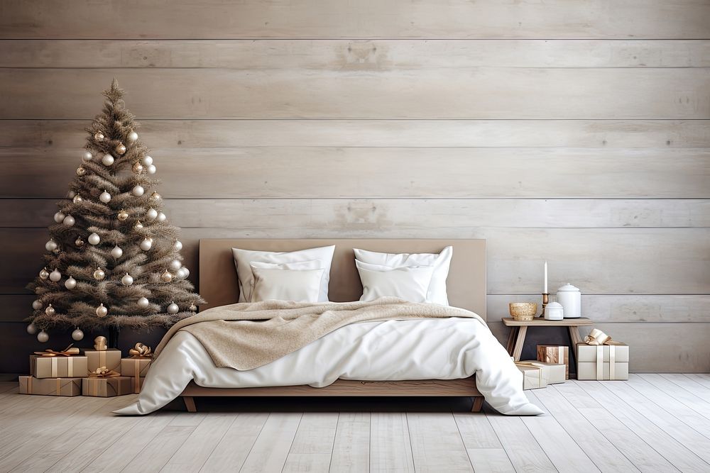 Modern bedroom christmas winter tree. AI generated Image by rawpixel.