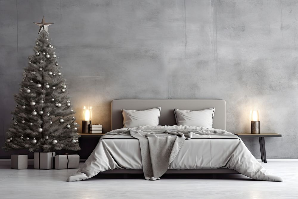 Modern bedroom christmas tree furniture. AI generated Image by rawpixel.