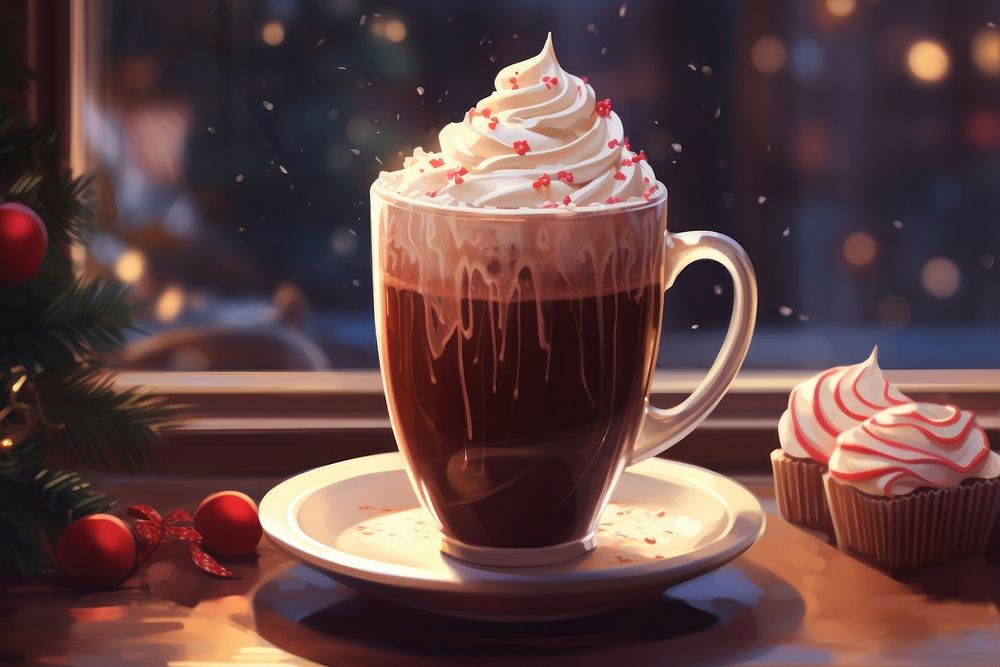 Hot cocoa chocolate dessert whipped. AI generated Image by rawpixel.