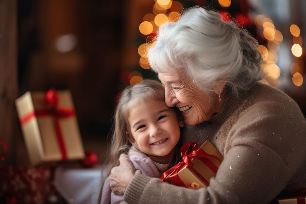 Grandmother christmas adult togetherness. AI generated Image by rawpixel.
