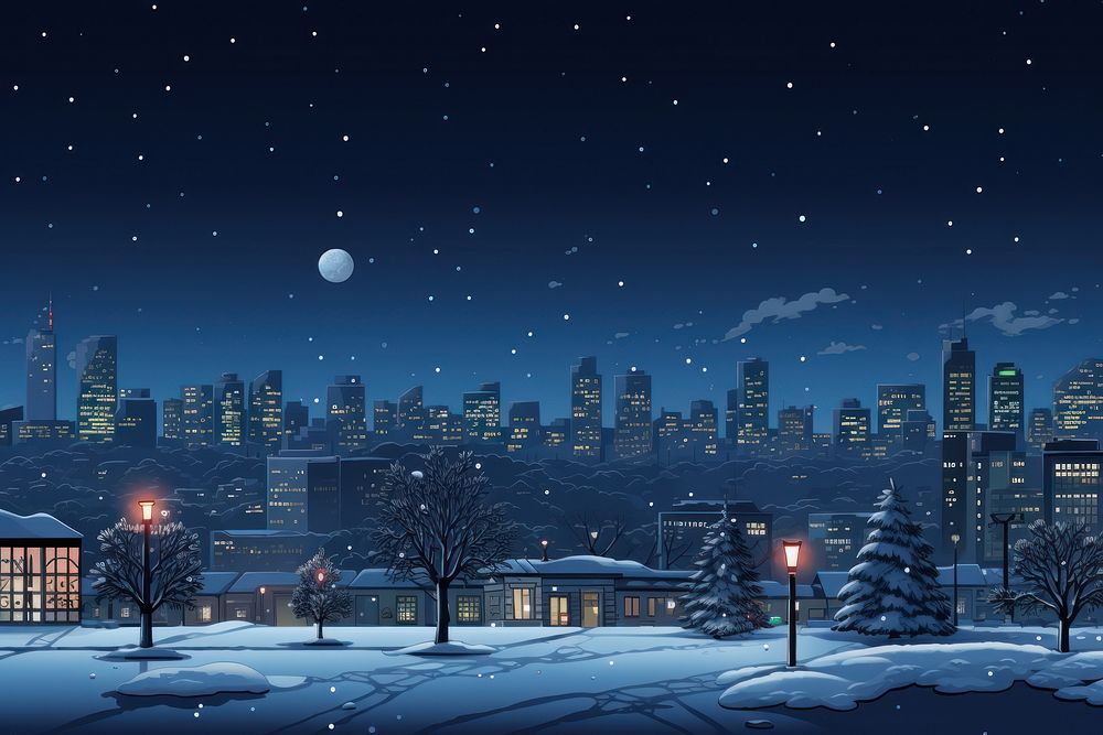 Christmas city outdoors night architecture landscape. AI generated Image by rawpixel.