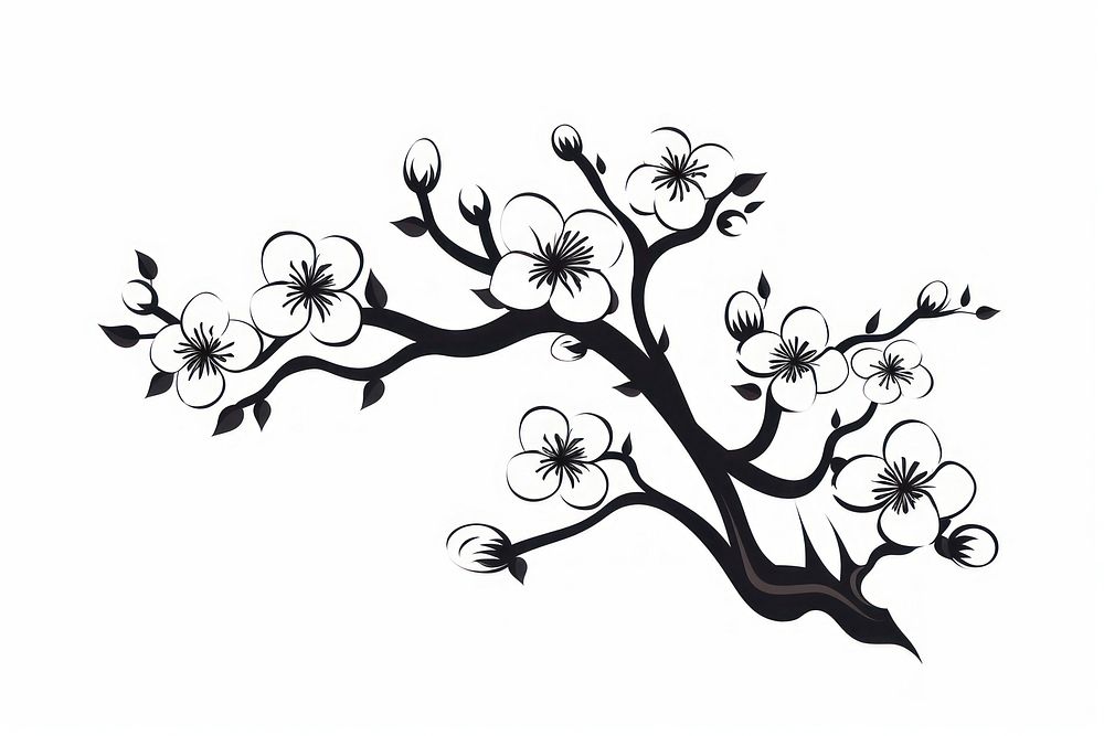 Plum Blossoms pattern drawing blossom. AI generated Image by rawpixel.