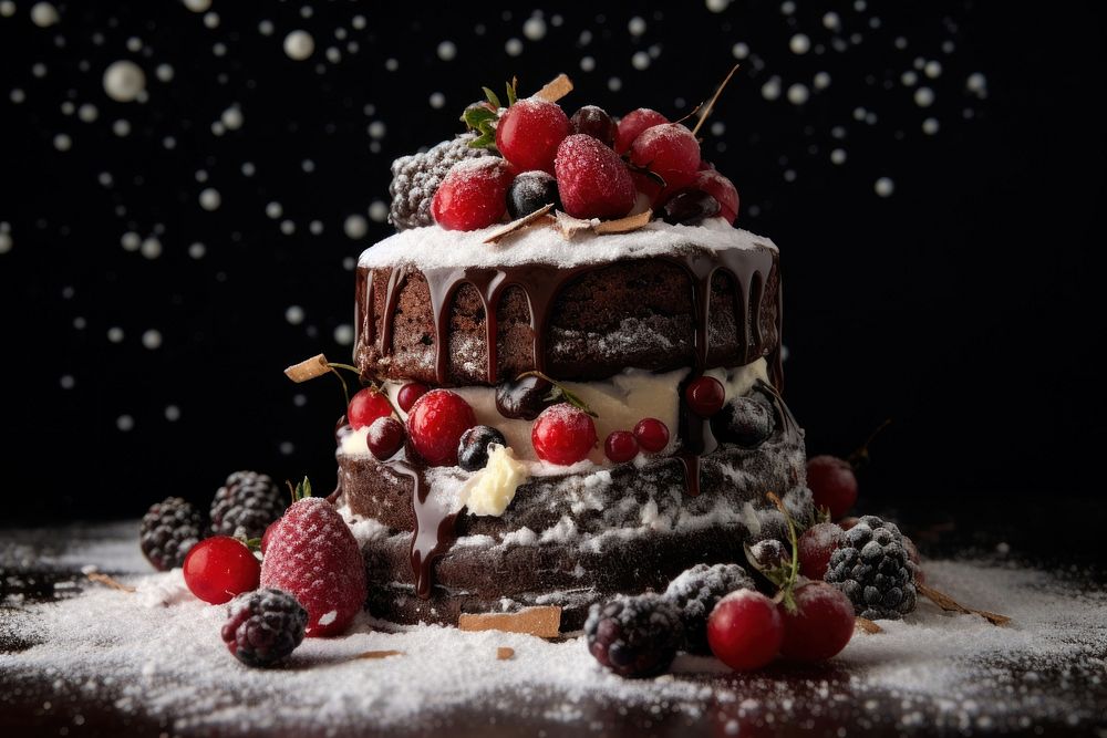 Christmas cake raspberry dessert fruit. AI generated Image by rawpixel.