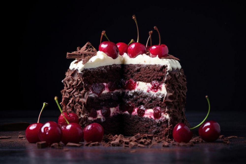 Black Forest cake dessert cherry cream. AI generated Image by rawpixel.