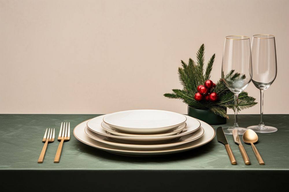 Christmas table place setting furniture christmas dinner. AI generated Image by rawpixel.