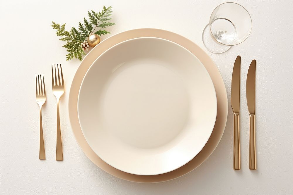 Christmas table place setting dinner plate spoon. AI generated Image by rawpixel.