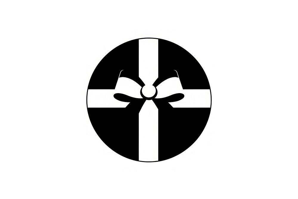 Round gift box symbol white logo. AI generated Image by rawpixel.