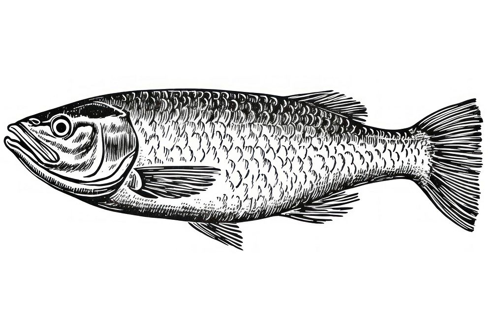 Salmon fillet seafood animal sketch. AI generated Image by rawpixel.