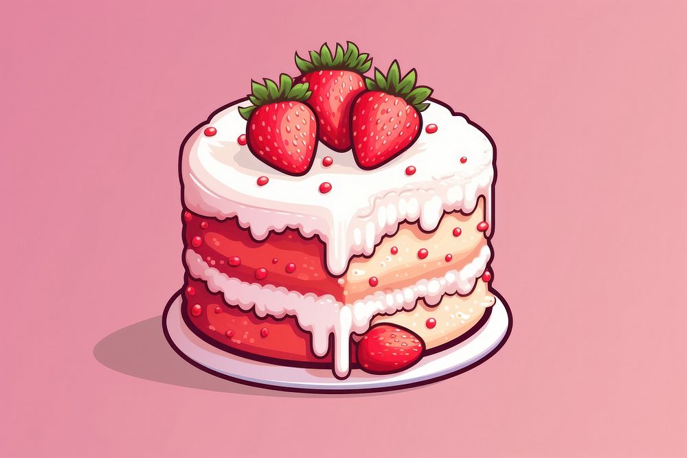 PNG Strawberry cake strawberry dessert fruit. AI generated Image by rawpixel.