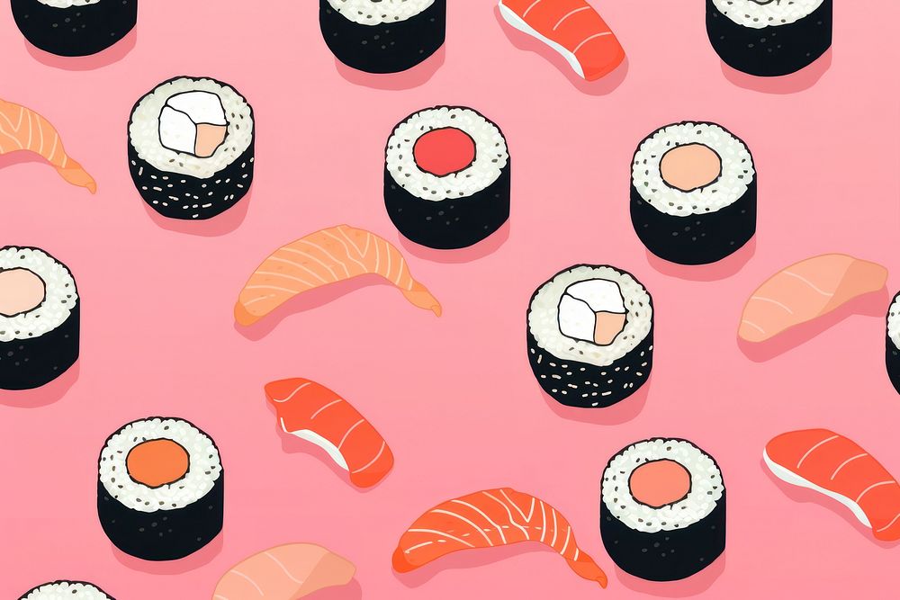 Sushi pattern rice food. AI generated Image by rawpixel.