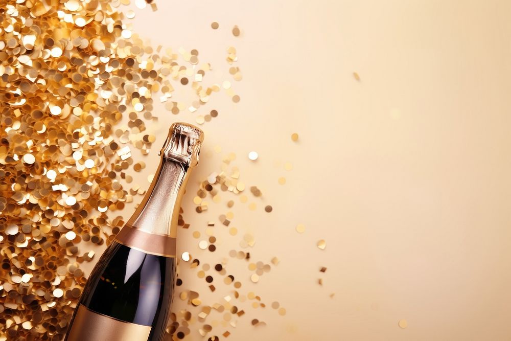 Champagne bottle champagne confetti. AI generated Image by rawpixel.