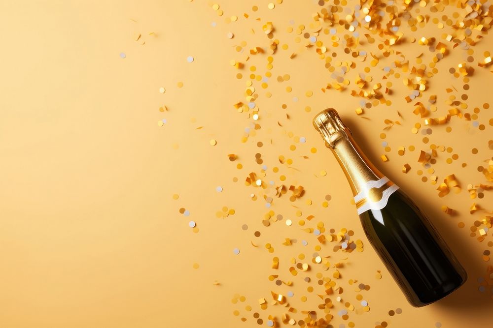 Champagne bottle champagne confetti. AI generated Image by rawpixel.