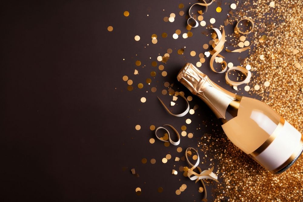 Champagne confetti bottle decoration. AI generated Image by rawpixel.
