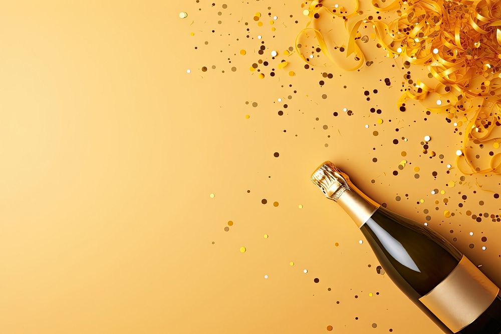 Champagne bottle champagne confetti. AI generated Image by rawpixel.