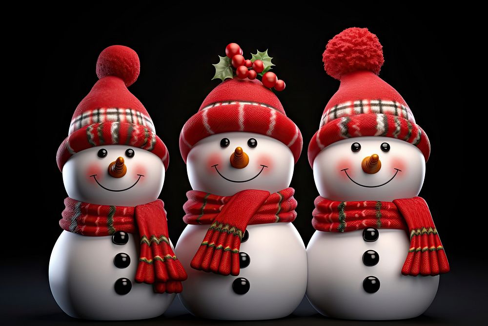 Tripple snowman christmas winter white. AI generated Image by rawpixel.