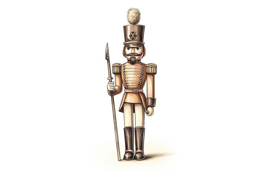 Nutcracker soilder white background representation sculpture. AI generated Image by rawpixel.