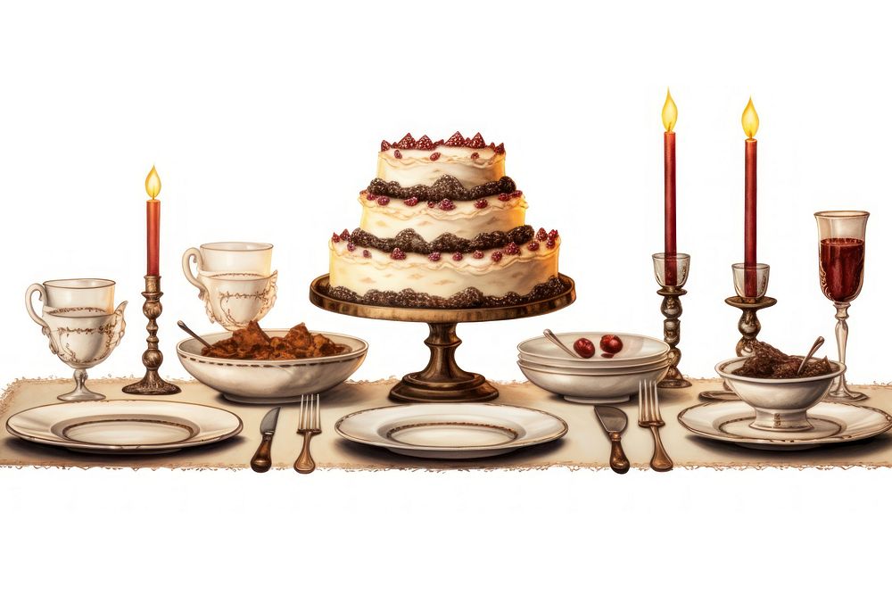 Hanukkah dinner dessert candle table. AI generated Image by rawpixel.