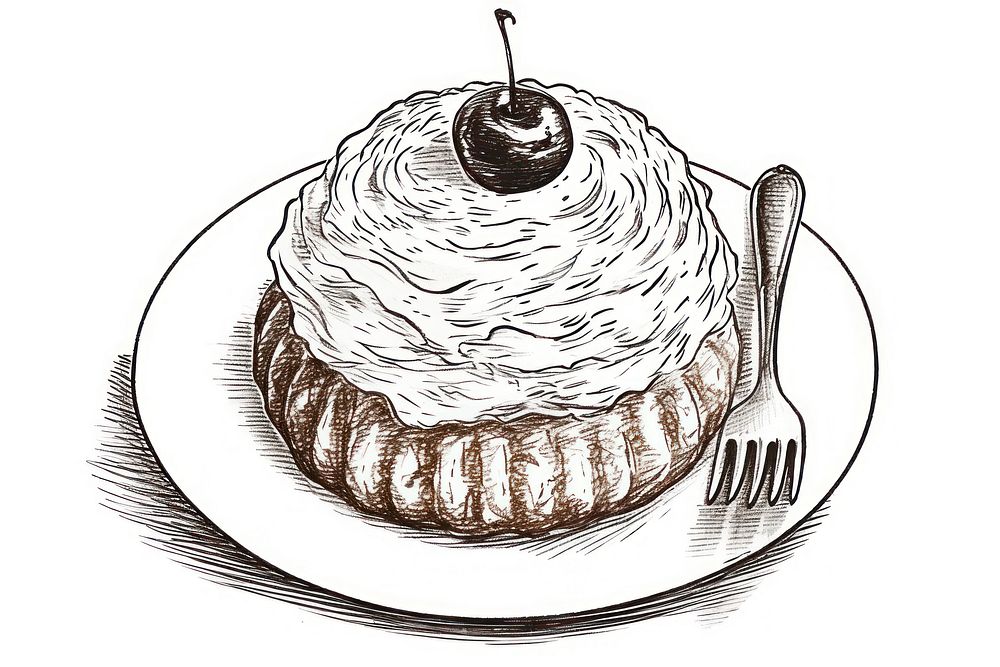 Hanukkah sufganiyot drawing dessert sketch. AI generated Image by rawpixel.