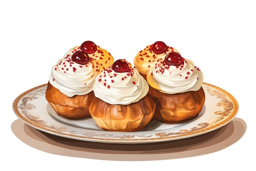 Hanukkah sufganiyot dessert pastry cream. AI generated Image by rawpixel.