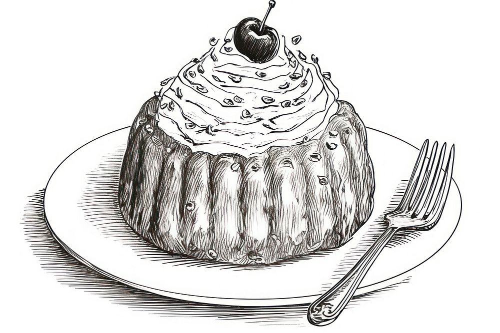 Hanukkah sufganiyot drawing dessert sketch. AI generated Image by rawpixel.