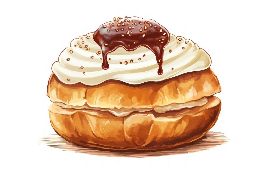 Hanukkah sufganiyot dessert pastry cream. AI generated Image by rawpixel.
