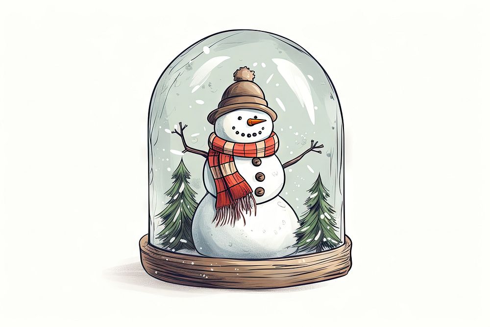Snowman snow globe drawing winter Free Photo Illustration rawpixel