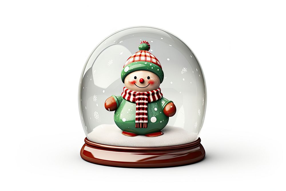 Snowman snow globe winter white background representation. AI generated Image by rawpixel.