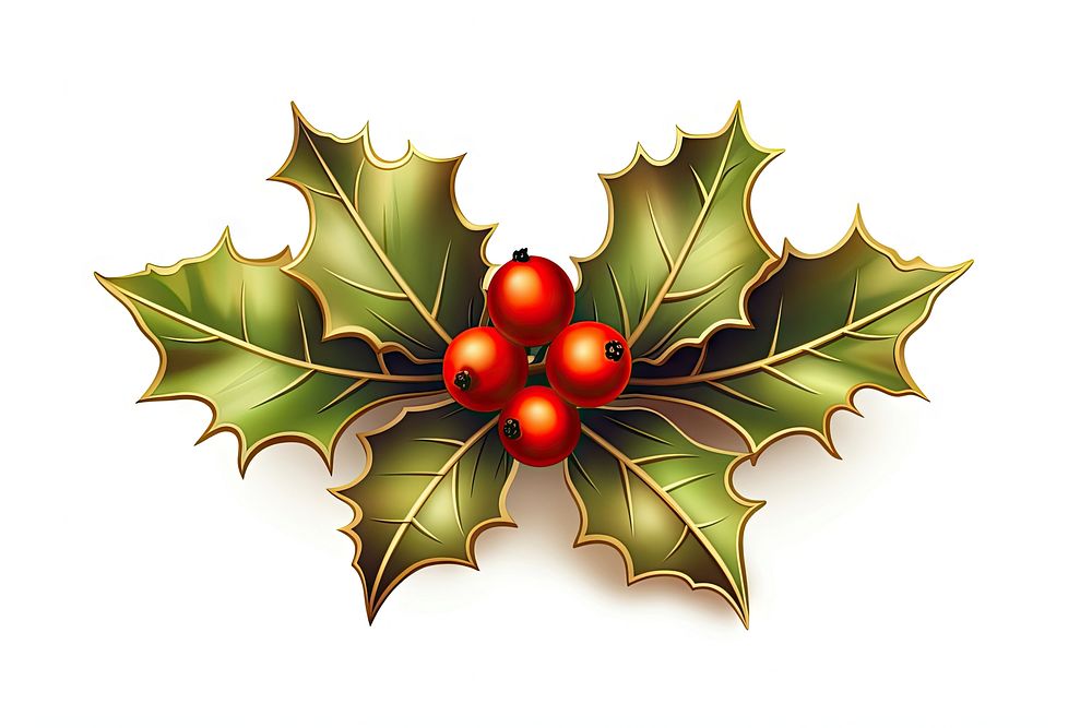 Gold holly pendent christmas plant leaf. AI generated Image by rawpixel.