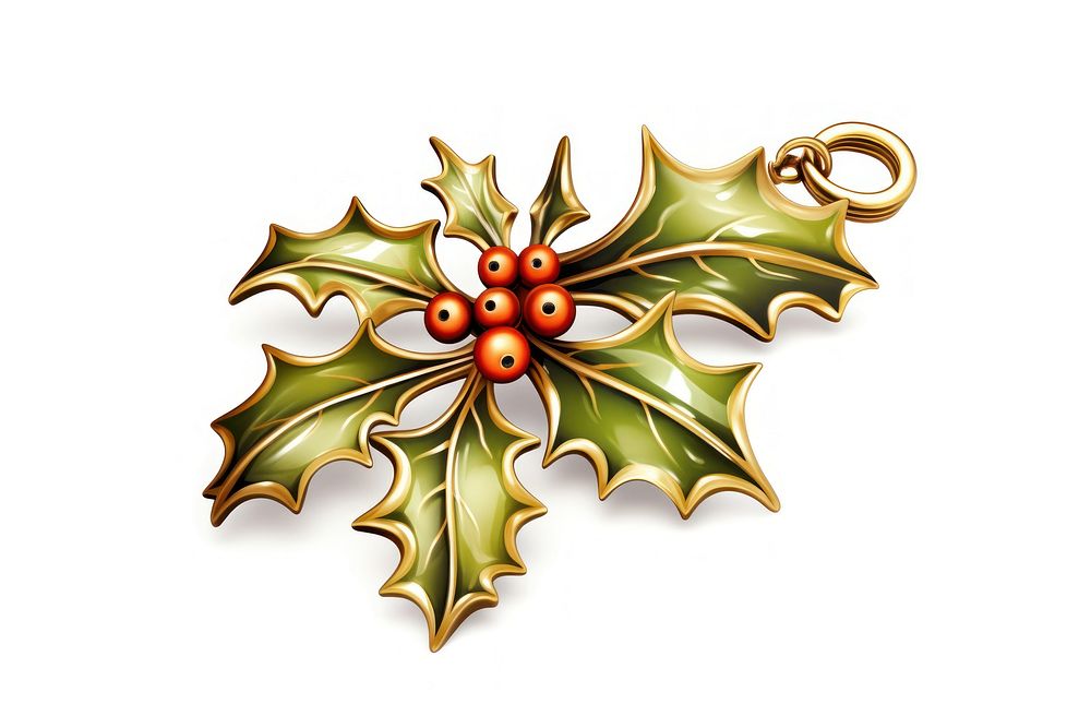 Gold holly pendent jewelry christmas plant. AI generated Image by rawpixel.