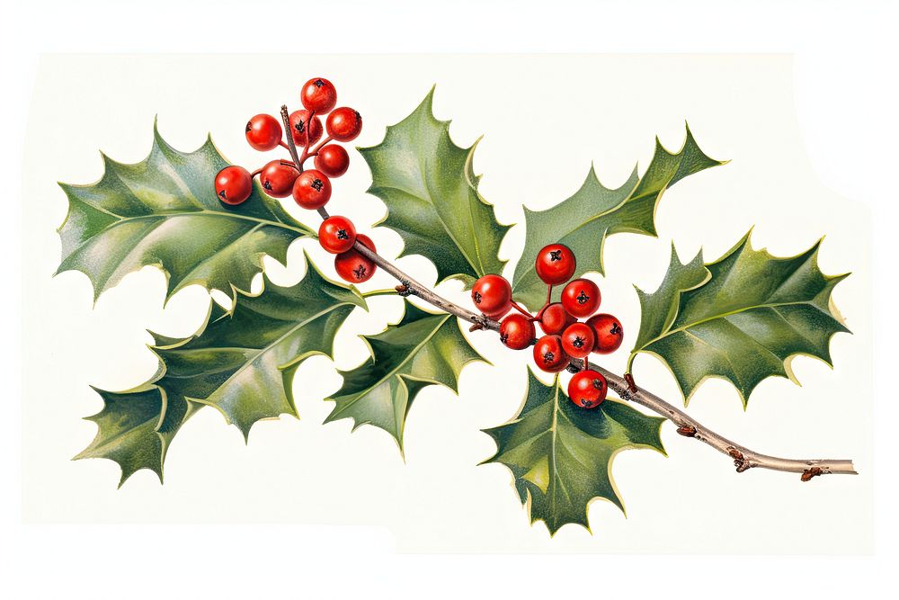 Holly branch plant tree leaf. AI generated Image by rawpixel.