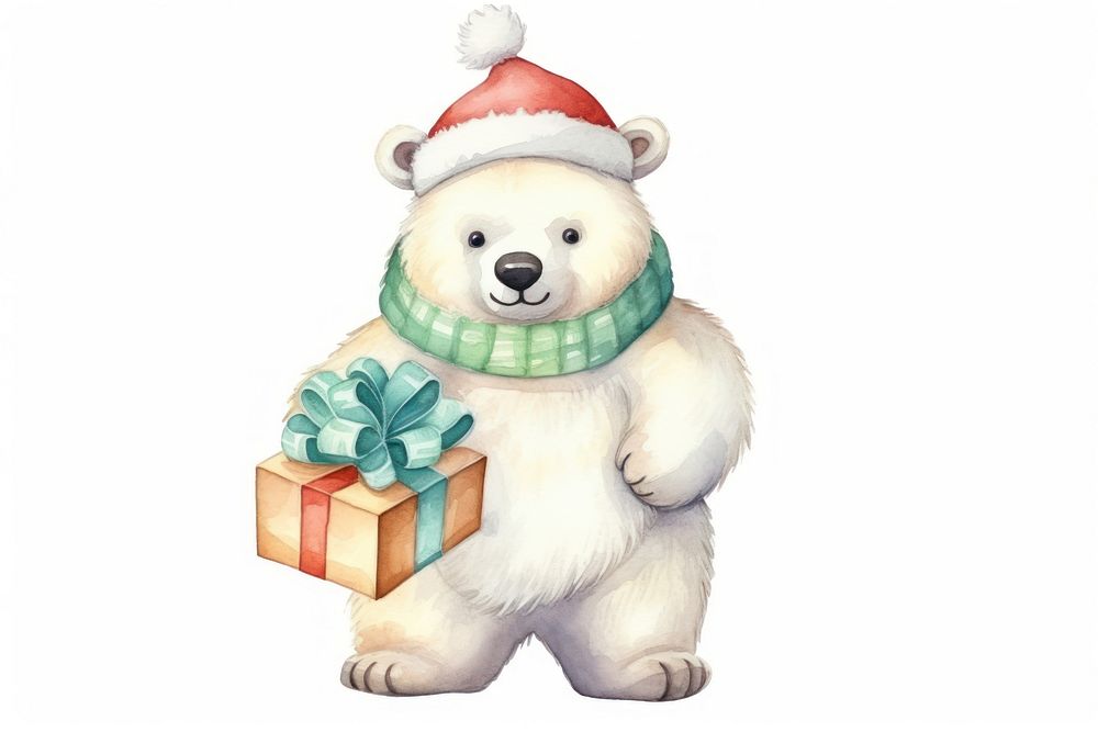 Christmas characterized santa polar bear holiday mammal winter. AI generated Image by rawpixel.