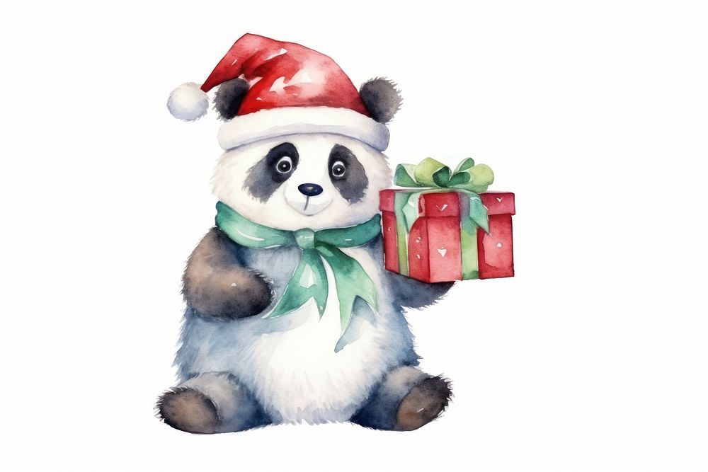 PNG Christmas characterized panda holiday cute toy. AI generated Image by rawpixel.