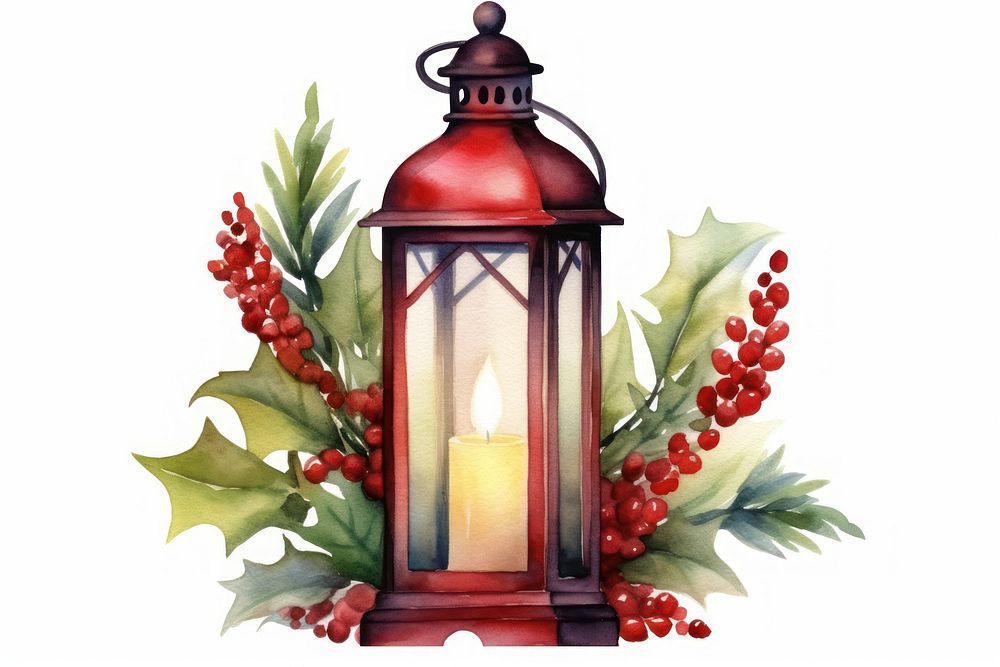 Christmas lantern candle lamp white background. AI generated Image by rawpixel.