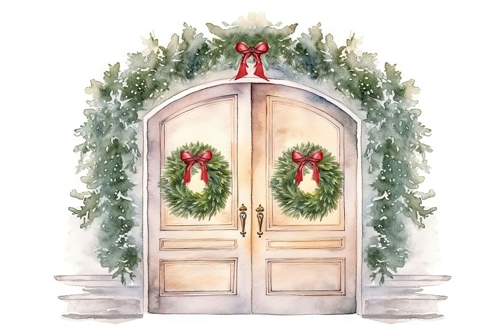 Christmas door white background architecture. AI generated Image by rawpixel.