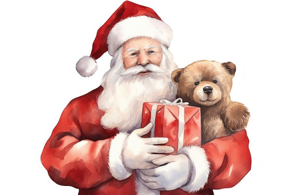 Carrying christmas santa mammal bear white background. AI generated Image by rawpixel.