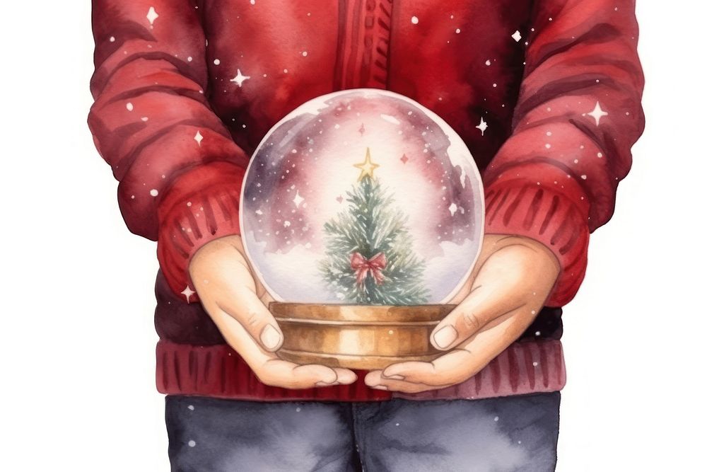 Carrying christmas snow globe hand white background anticipation. AI generated Image by rawpixel.