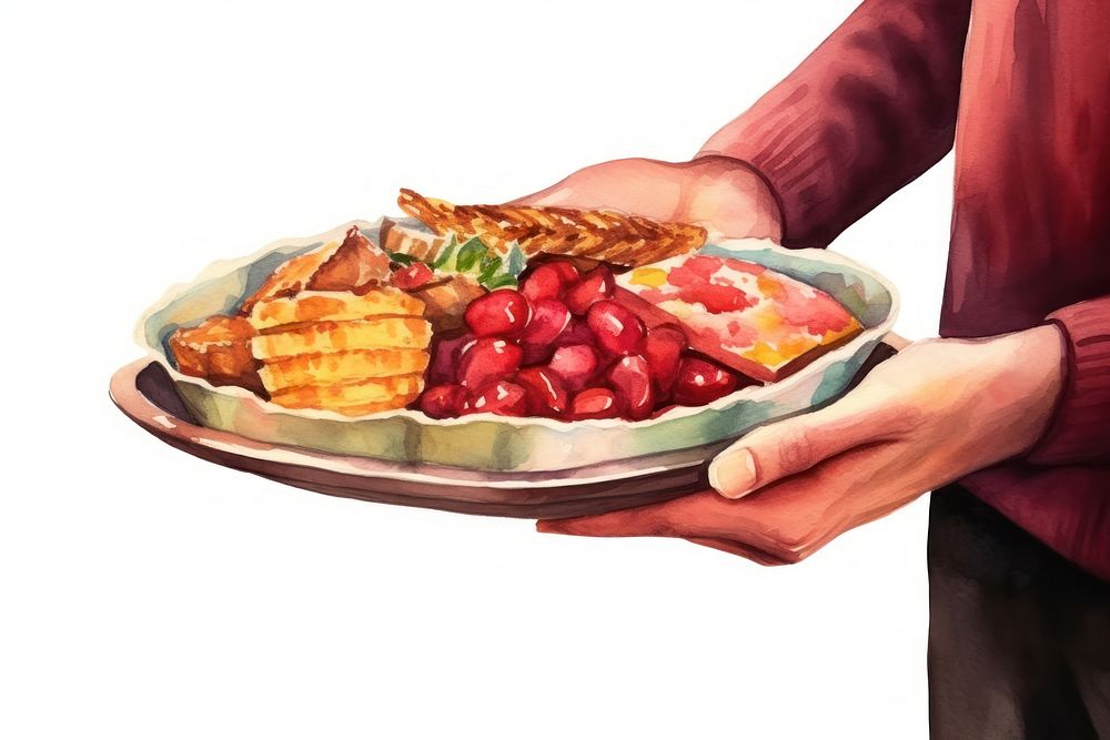 Carrying christmas food platter plate meal. AI generated Image by rawpixel.