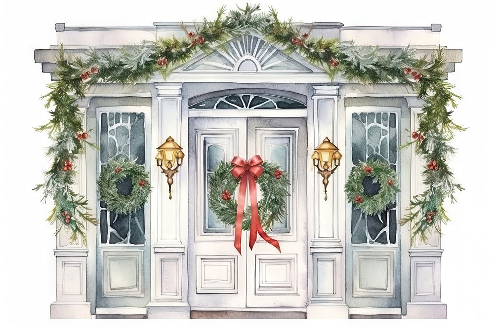Christmas house door white background. AI generated Image by rawpixel.